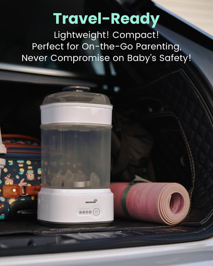 GROWNSY Bottle Sterilizer and Dryer, Compact Electric Steam Baby Bottle Sterilizer (Esterilizador de Biberones), Bottle Sanitizer for Baby Bottles, Pacifiers, Pump Parts
