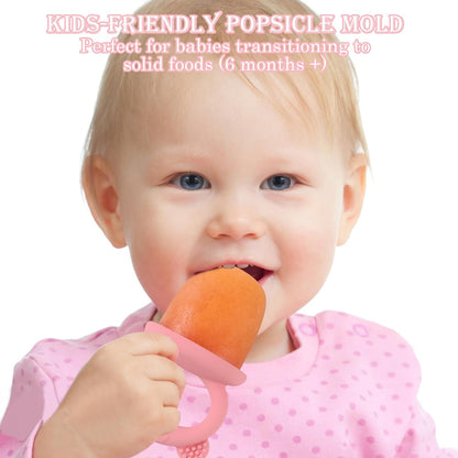 Moukiween Toddler Popsicle Molds Baby Food Storage Containers Suitable for Fresh Frozen Fruit Puree and Yogurt Ice Cream with Handle Food Freezer Trays (Grey)