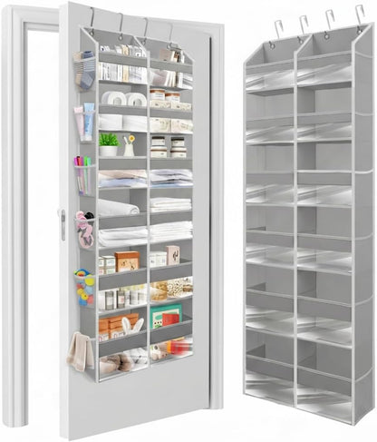 HOMELUX THEORY UPGRADED 6 Tiers Over The Door Organizer Hanging - 100D EXTRA THICK & 50lbs HUGE CAPACITY, 12 Side Mesh Pockets Over The Door Shoe Organizer, Hanging Closet Organizer (Ivory, 1pc)