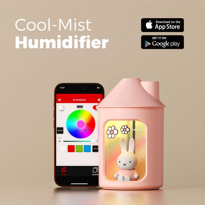 Mipow X Miffy Double Spray Humidifier 2.0 Smart App-Control RGB LED, Mini Cute Humidifier with Night Light, 500ml for Bedroom, Nursery/Office - Blue