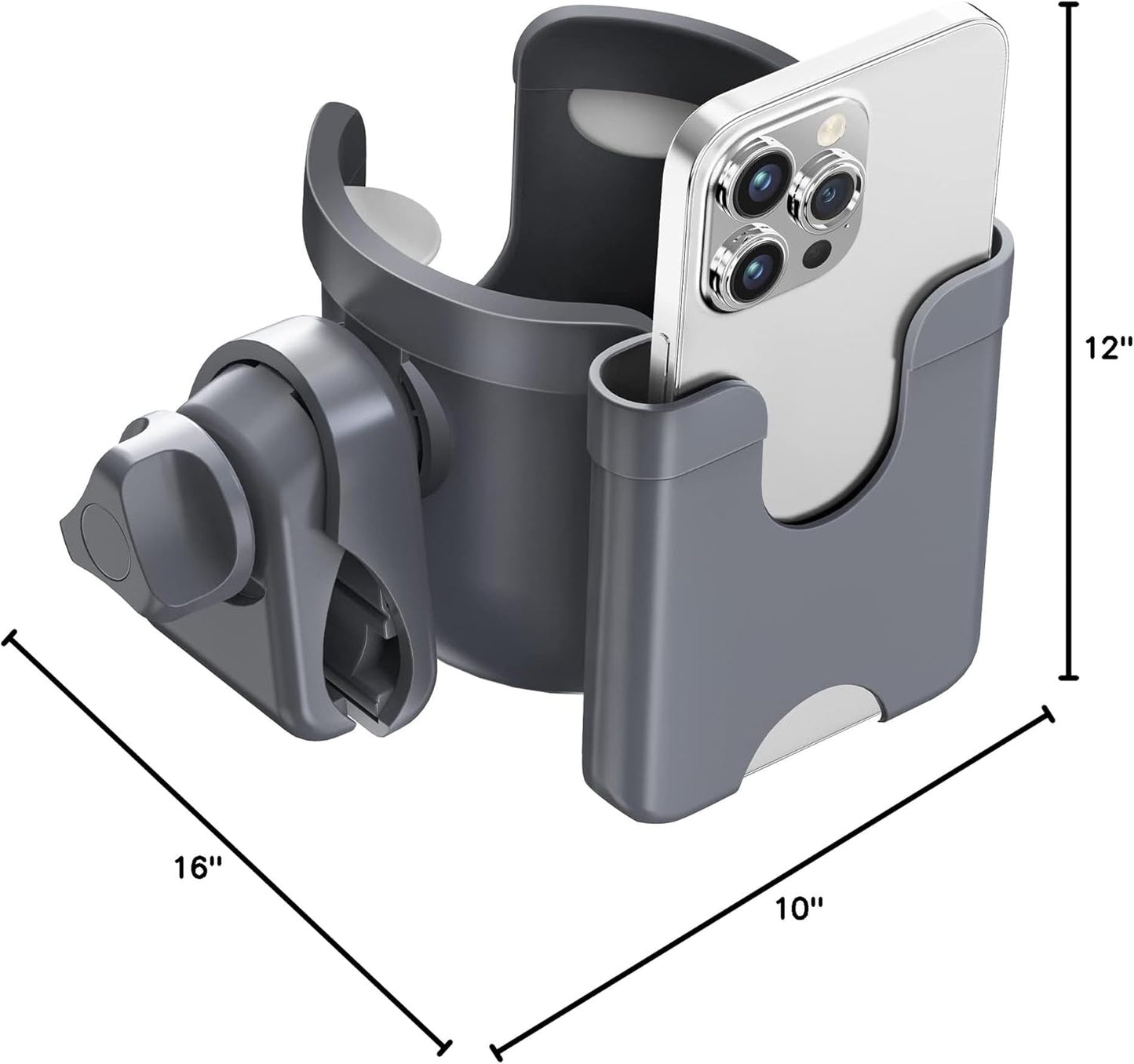 Guiseapue Cup Holder for Walker: Stroller Cup Holder Attachment with Phone Holder, Wheelchair/Stroller Accessories for Rollator, Bike, Scooter, Baby Essentials, First Mother‘s Day Gifts for New Mom