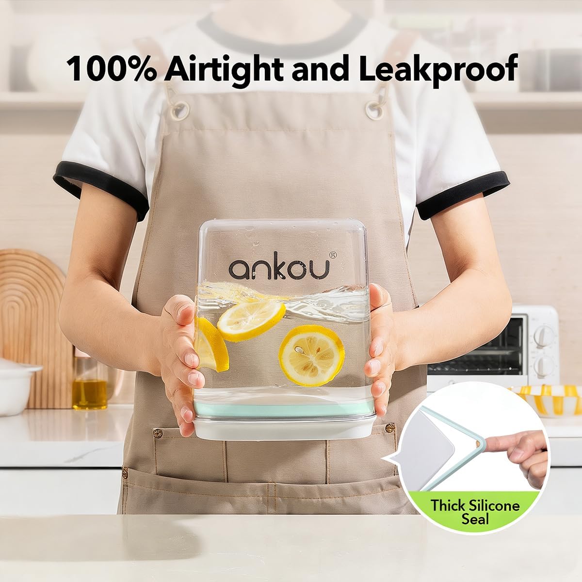 Ankou Formula Container - 1700ml Airtight Formula Dispenser One Button Handy Milk Powder Container BPA-Free Storage Containers with Scoop and Scraper Transparent 730g