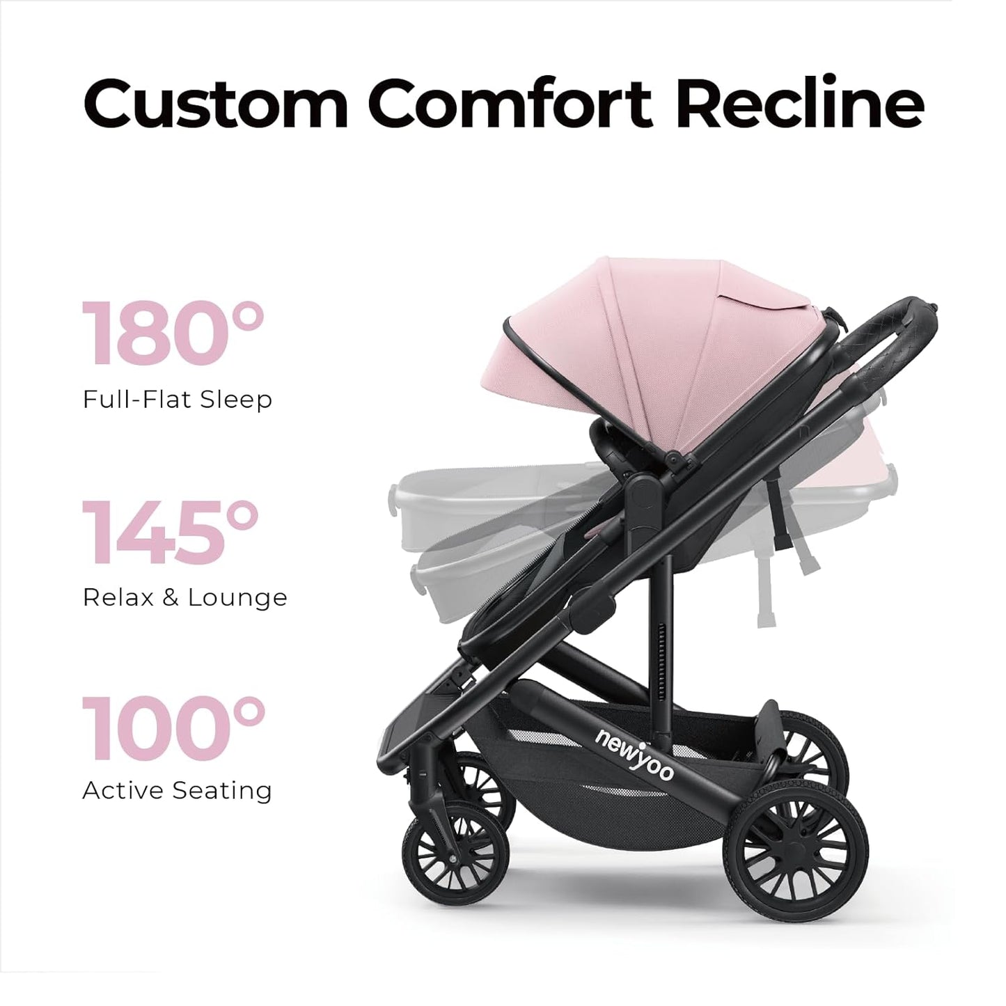 newyoo Infant Stroller with Bassinet Mode, Nestro 516M, Convertible Baby Strollers with Reversible Seat & Cup Holder, Coches para Bebes, 2-in-1 Rear-Facing Pram, Warm Taupe