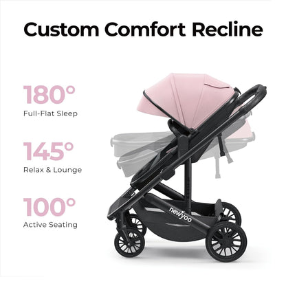 newyoo Infant Stroller with Bassinet Mode, Nestro 516M, Convertible Baby Strollers with Reversible Seat & Cup Holder, Coches para Bebes, 2-in-1 Rear-Facing Pram, Warm Taupe