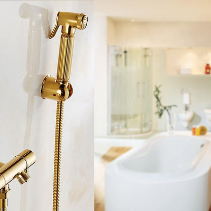 Oumefar Solid Brass Wall Mount Shower Handheld Bidet Spray Diaper Sprayer Kit Toilet Bathroom