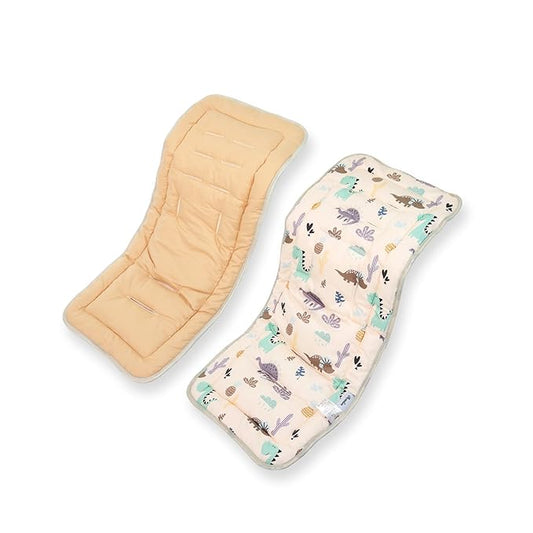 Baby Stroller Cushion, Baby Stroller Seat Liners Universal Stroller Liner, 100% Cotton Breathable and Soft Reversible Toddler Infant Car Seat Insert 34x78cm 1 Pack (Dinosaurs)