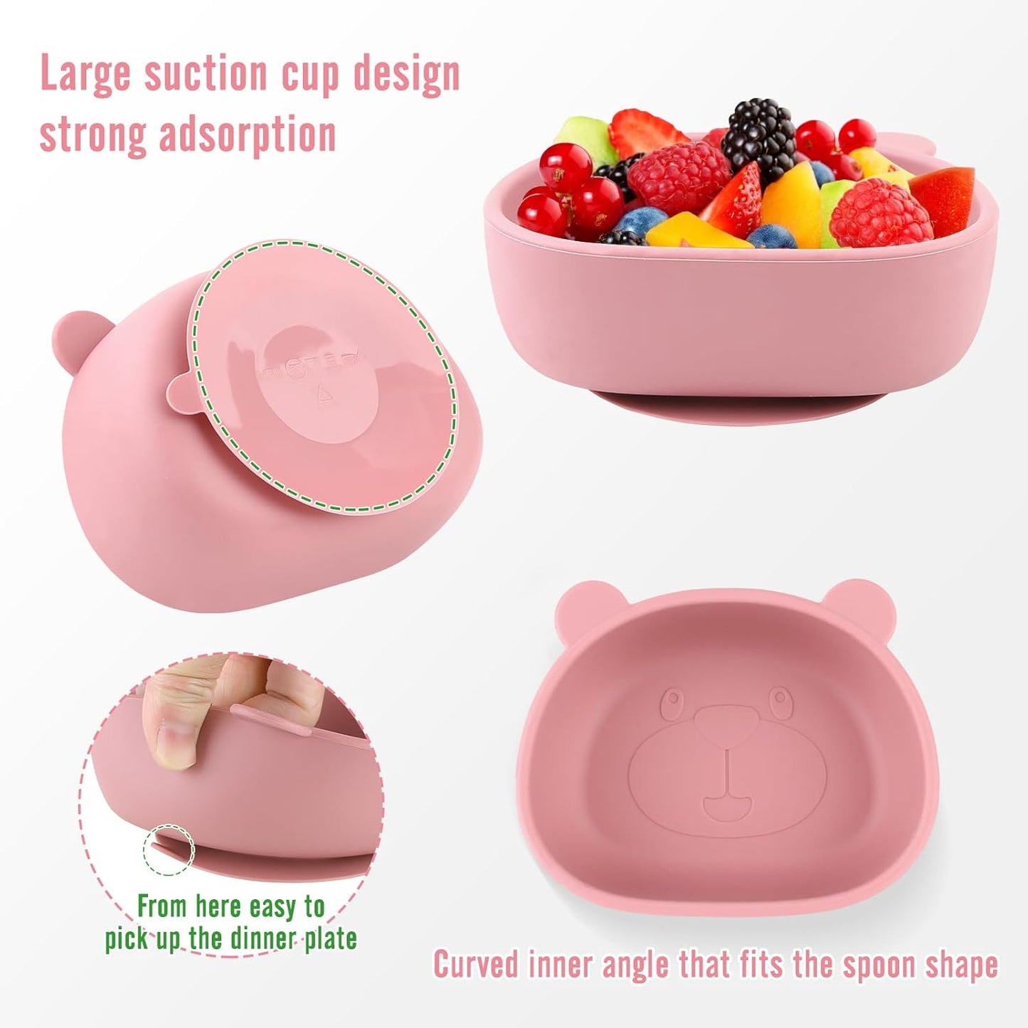 Silicone Baby Feeding Set, 8-Piece Baby Led Weaning Supplies Included Toddler Suction Plate, Bowl, Cup, 3 Spoons & 2 Safety Straps Keep Spoon, Fork & Bottle Off The Floor for Self-Feeding (Blue)