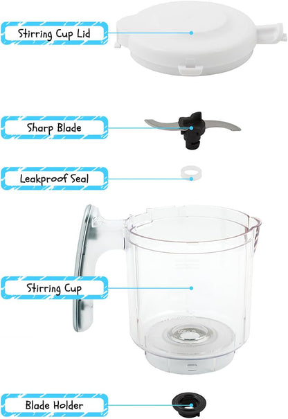 Replacement Stirring Cup & Blade with Steaming Basket for EVLA'S Baby Food Maker - Gray