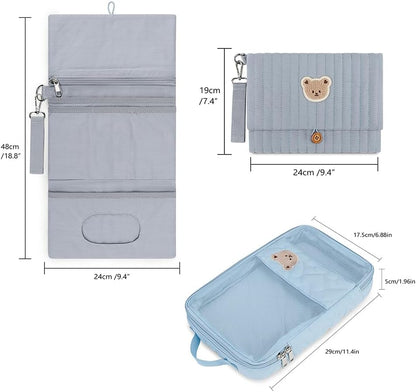 MOMIGO Baby Diaper Bag Organizer Pouches Waterproof Mini Diaper Bag - 2 pcs/set Foldable Hanging Bag Reusable, Washable or Cloth Diapers, with Gift for Baby Shower (Khaki（A）)