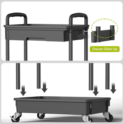 3 Tier Rolling Cart Organizer,Laundry Room Bathroom Organizers and Storage Office Shelves Mobile Shelving Unit Kitchen Trolley Cart with Wheels for Art,Craft,Diaper,Bedside,Snack(Pink)