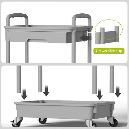 3 Tier Rolling Cart Organizer,Laundry Room Bathroom Organizers and Storage Office Shelves Mobile Shelving Unit Kitchen Trolley Cart with Wheels for Art,Craft,Diaper,Bedside,Snack(Pink)