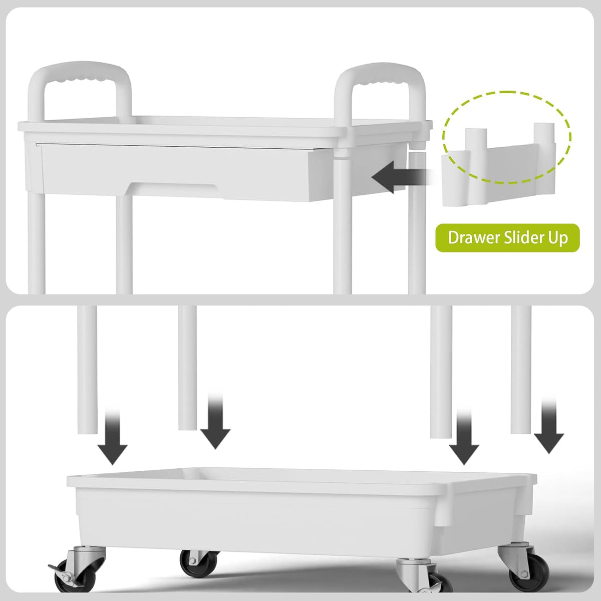 3 Tier Rolling Cart Organizer,Laundry Room Bathroom Organizers and Storage Office Shelves Mobile Shelving Unit Kitchen Trolley Cart with Wheels for Art,Craft,Diaper,Bedside,Snack(Pink)