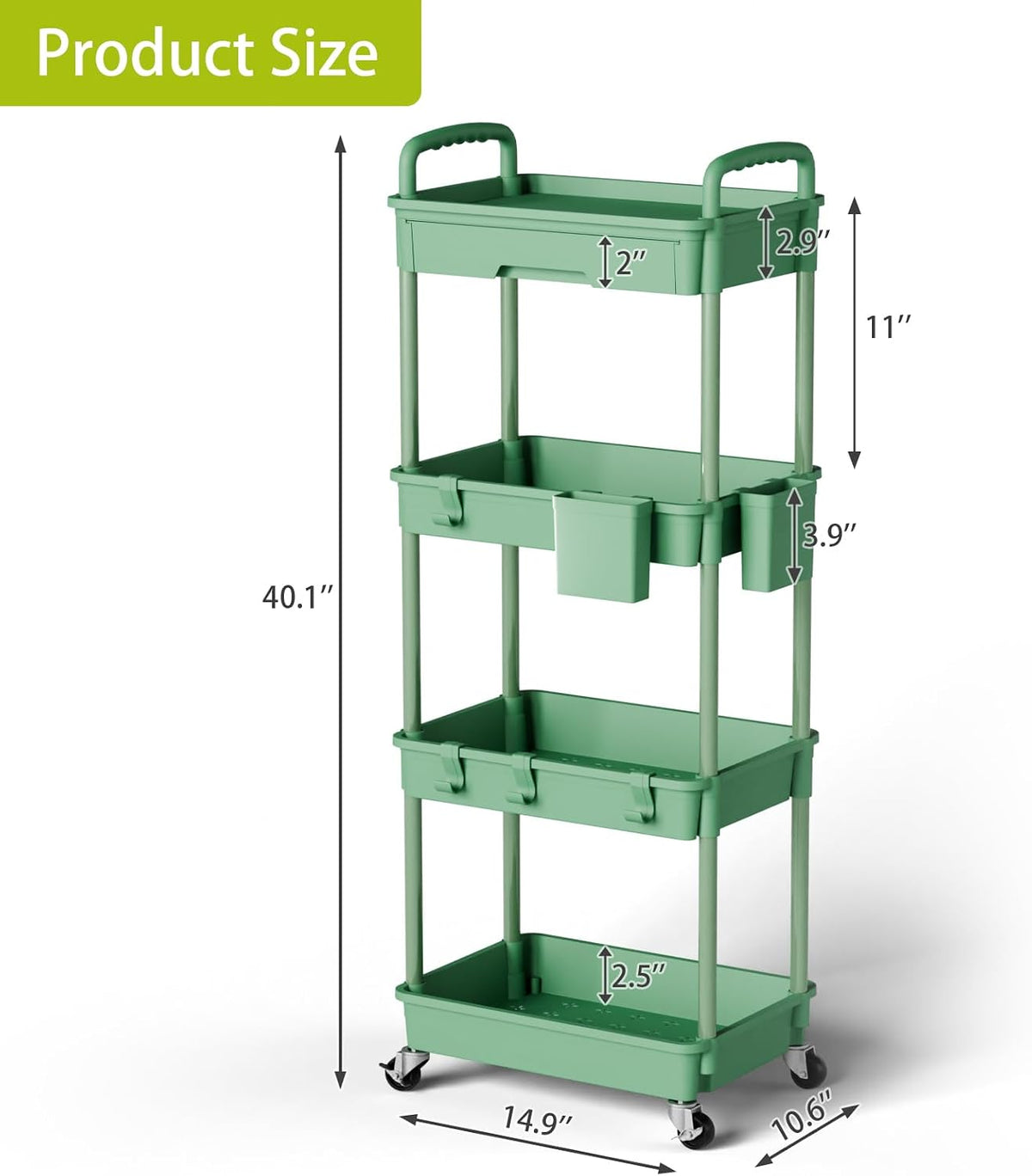 3 Tier Rolling Cart Organizer,Laundry Room Bathroom Organizers and Storage Office Shelves Mobile Shelving Unit Kitchen Trolley Cart with Wheels for Art,Craft,Diaper,Bedside,Snack(Pink)