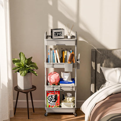 3 Tier Rolling Cart Organizer,Laundry Room Bathroom Organizers and Storage Office Shelves Mobile Shelving Unit Kitchen Trolley Cart with Wheels for Art,Craft,Diaper,Bedside,Snack(Pink)