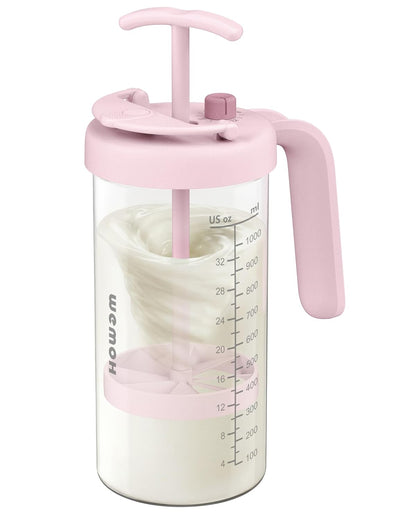 Borosilicate Glass Formula Mixing Pitcher – 32oz True Mixing Capacity, Time Dial for Freshness Tracking, Dishwasher-Safe, BPA-Free Lid, Perfect for Breastmilk Pitcher Method & Multi-Baby Feeding, Pink