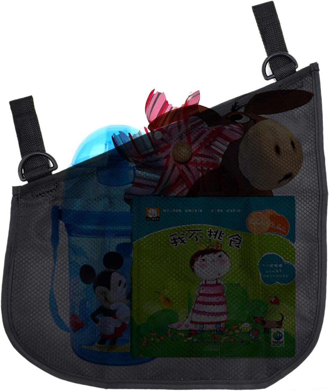 2 Pack Portable Side Sling Stroller Cargo Net ,Non-Slip and Adjustable Straps Storage Mesh Bag ,Food Storage , Storage Bag for Baby Stroller Cargo Mesh Bag Storage Universal Stroller Organizer (Blue)