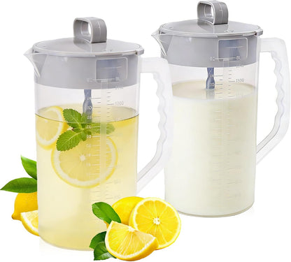 2QT/64oz Vortex Mixing Pitcher with Detachable Plunger & Leak-Proof Lid – BPA-Free, Dishwasher-Safe Pitcher for Juice, Shakes, Formula & More (1 Pack)