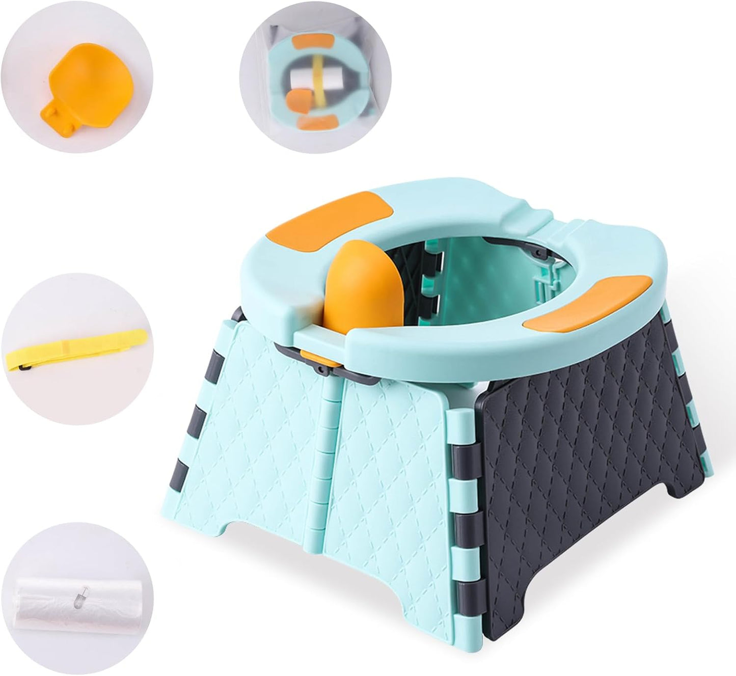 Portable Potty Chair for Toddlers with Splash-Proof Design, Foldable Travel Potty with Bag & 30 Refills - Kids Toilet for Car, Camping, Indoor - Easy Clean Baby Potty Training Seat(Red-blue)