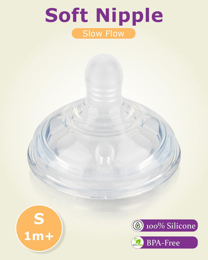 6Pack Silicone Nipples (L) for Tommee Tippee Natural Start Anti-Colic Bottles &Advanced Anti-Colic Bottles,Closer to Nature Bottle,Fast Flow,Size 3 Nipple,6m+