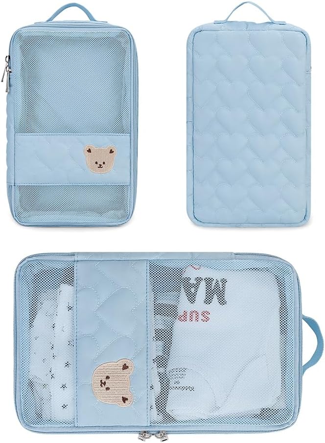 MOMIGO Baby Diaper Bag Organizer Pouches Waterproof Mini Diaper Bag - 2 pcs/set Foldable Hanging Bag Reusable, Washable or Cloth Diapers, with Gift for Baby Shower (Khaki（A）)