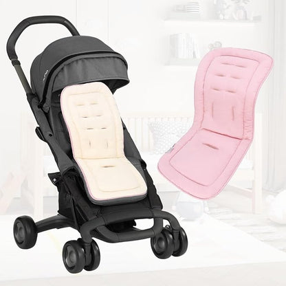 Baby Stroller Cushion,Infant Car Seat Insert-Reversible Universal Breathable and Soft Newborn seat Liner for Stroller,100% Cotton Seat Pad Liner for Newborns-34x78cm,1 Pack(Beige+Pink)