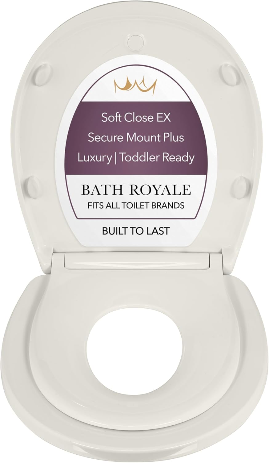 BATH ROYALE Potty Training Seat - Soft Close, Kingsport BR721-00, Elongated White, Adult & Child Combo