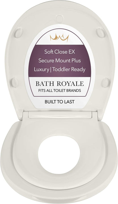 BATH ROYALE Potty Training Seat - Soft Close, Kingsport BR721-00, Elongated White, Adult & Child Combo