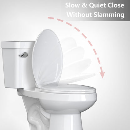 Toilet Seat Round,Toilet Seat with Toddler Seat Built in, Potty Training Toilet Seat Round Fits Both Adult and Child, with Soft Close,Easy Install and Clean - White, Round