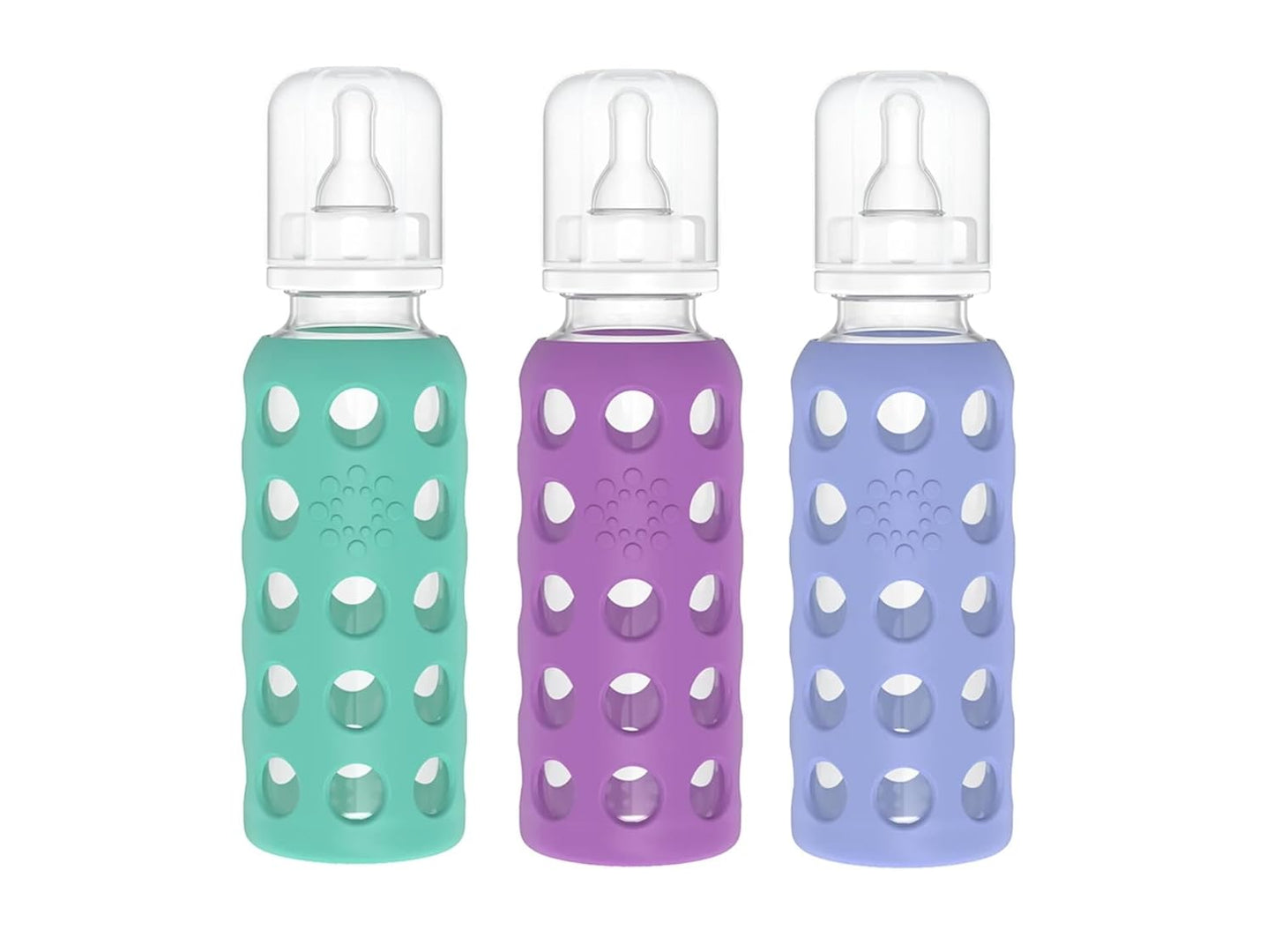 Lifefactory Glass Baby Bottle BPA Free | Protective Silicone Sleeve | 4 oz Pack of 2 | Cantaloupe, Banana