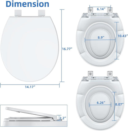 Toilet Seat with Toddler Seat Elongated, PP Material Family Toilet Seat Cover, Soft Close Adult & Toddler Seats, Easy to Clean, Safe Potty Training Solution for Kids, Bathroom Upgrade for Home