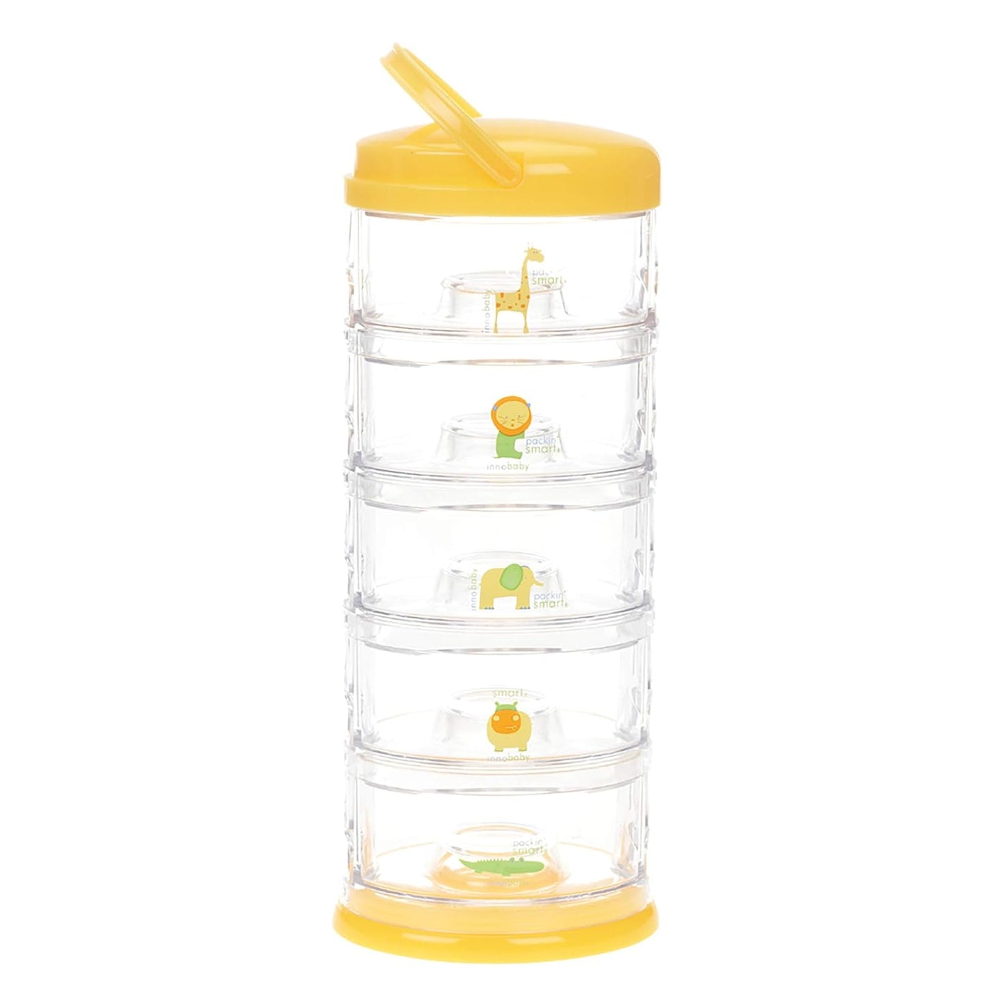 Innobaby Packin' Smart Stackable and Portable Storage System for Formula, Baby Snacks and More. Set of 5 Stackable Containers in Strawberry Sorbet. BPA Free.
