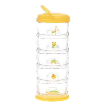 Innobaby Packin' Smart Stackable and Portable Storage System for Formula, Baby Snacks and More. Set of 5 Stackable Containers in Strawberry Sorbet. BPA Free.