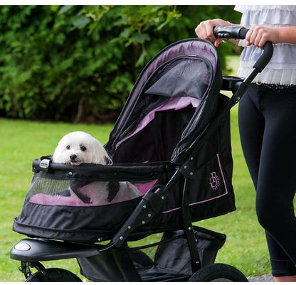 Pet Gear No-Zip NV Pet Stroller for Cats/Dogs, Zipperless Entry, Easy One-Hand Fold, Gel-Filled Tires, Plush Pad + Weather Cover Included, Caribbean Blue
