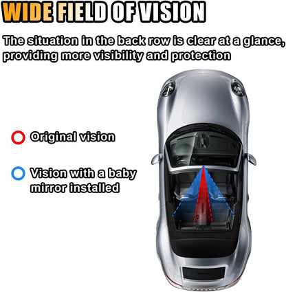 Car Rearview Baby Mirror, Universal Wide Angle Convex Mirror Clip-on Mirrors, Adjustable Convex Safety Rearview Mirrors for Viewing Rear Passengers, Suitable for Most Cars