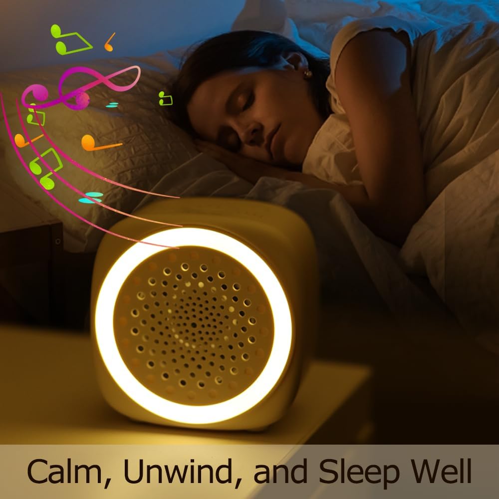 Q9 White Noise Machine, Portable Sleep Sound Machine with 7 Color Night Light, 15/30/60 Min Timer, Soothing Relaxing Sounds for Baby Nursery, Bedroom, Office and Travel Use