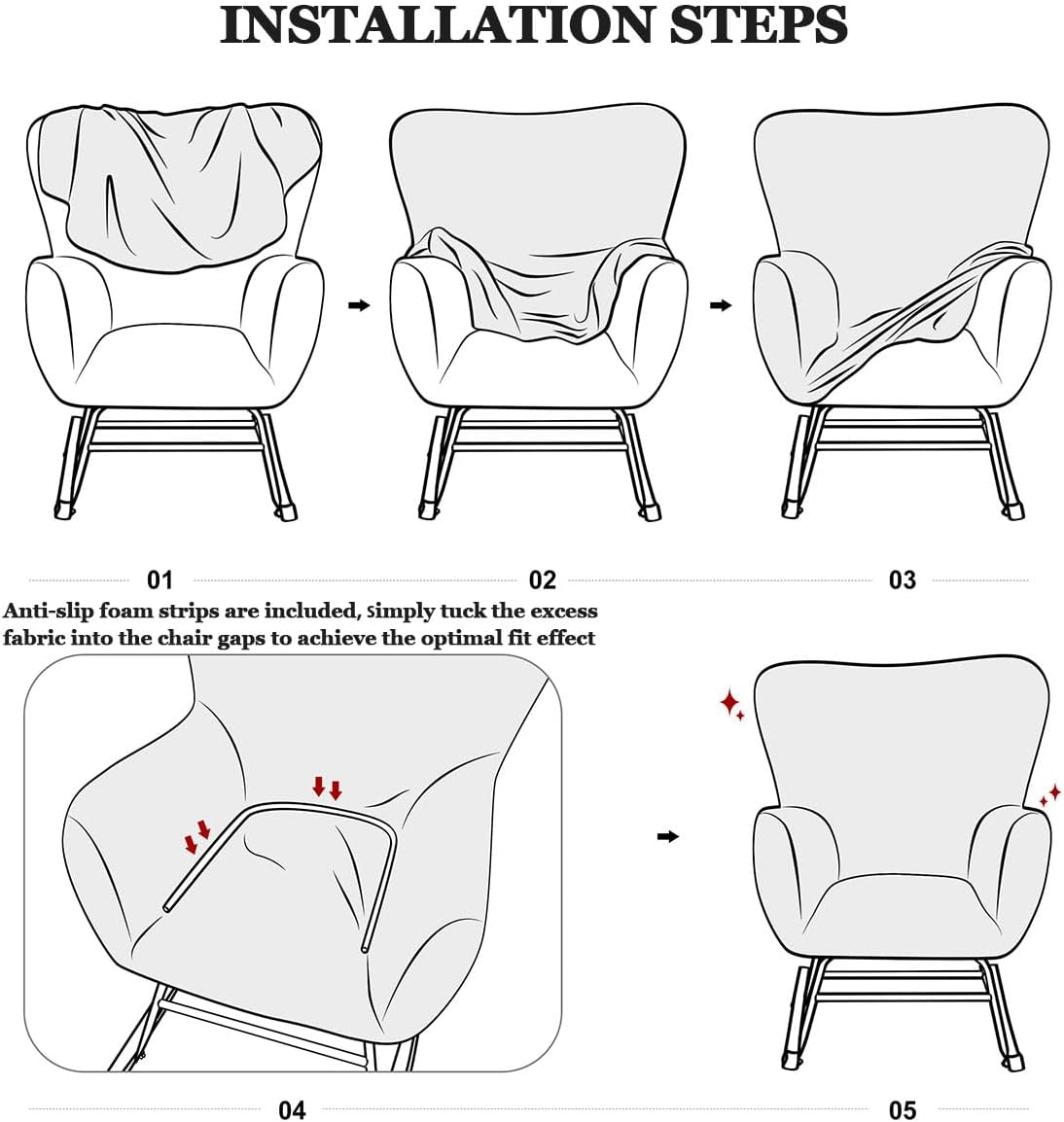 Levoberg Nursery Rocking Chair Cover Velvet Rocker Glider Chairs Cover Slipcovers Stretch Rocking Accent Chair Cover Recliner Armchair Slipcover for Nursery Living Room Bedroom Office Camel