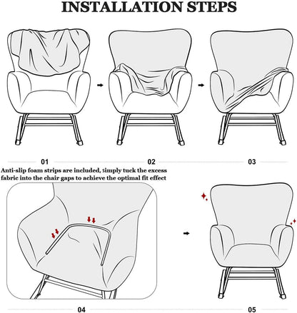 Levoberg Nursery Rocking Chair Cover Velvet Rocker Glider Chairs Cover Slipcovers Stretch Rocking Accent Chair Cover Recliner Armchair Slipcover for Nursery Living Room Bedroom Office Camel