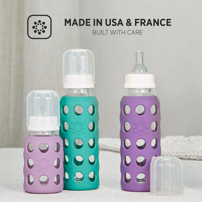 Lifefactory Glass Baby Bottle with Stage 1 Nipple and Protective Silicone Sleeve Cantaloupe, 4 Oz
