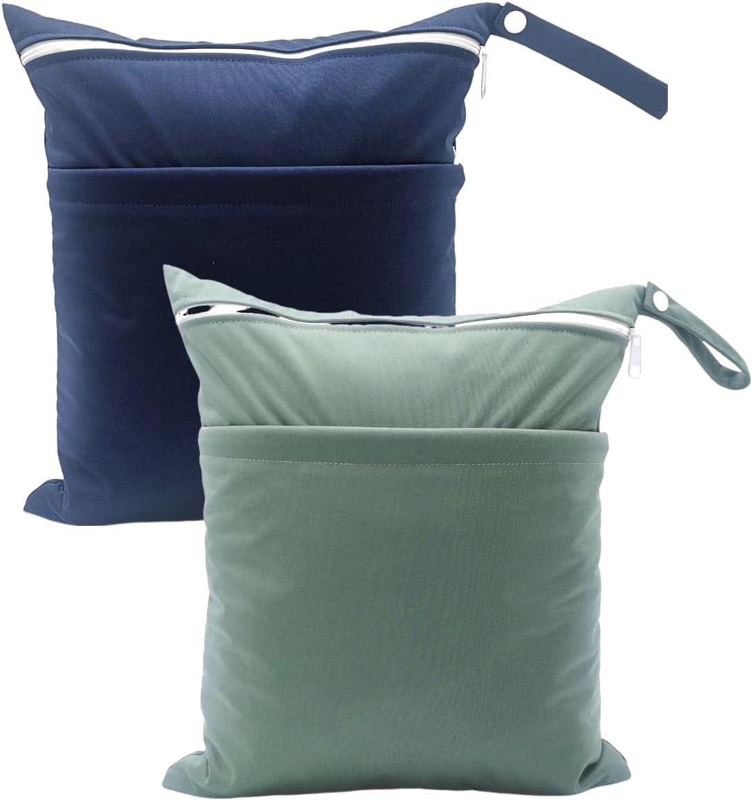 Wet Dry Bag for Baby Cloth Diapers, Waterproof Reusable with Two Zippered Pockets Travel Beach Pool Soiled Baby Items Yoga Gym Bag for Swimsuits or Wet Clothes (yellow)