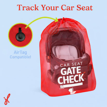 J.L. Childress Gate Check Travel Bag for Car Seats - Car Seat Travel Bag for Airplane, Includes AIRTAG Holder, Fits All Baby Carriers, Infant Carriers & Child Booster Seats - Neon Blue