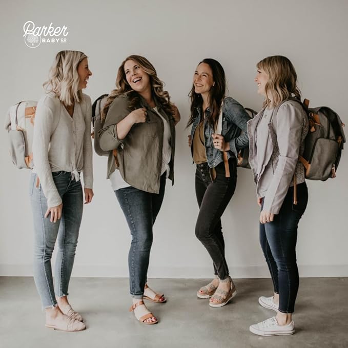 Parker Baby Diaper Backpack - Large Diaper Bag with Insulated Pockets, Stroller Straps and Changing Pad -"Birch Bag" - Sage Green