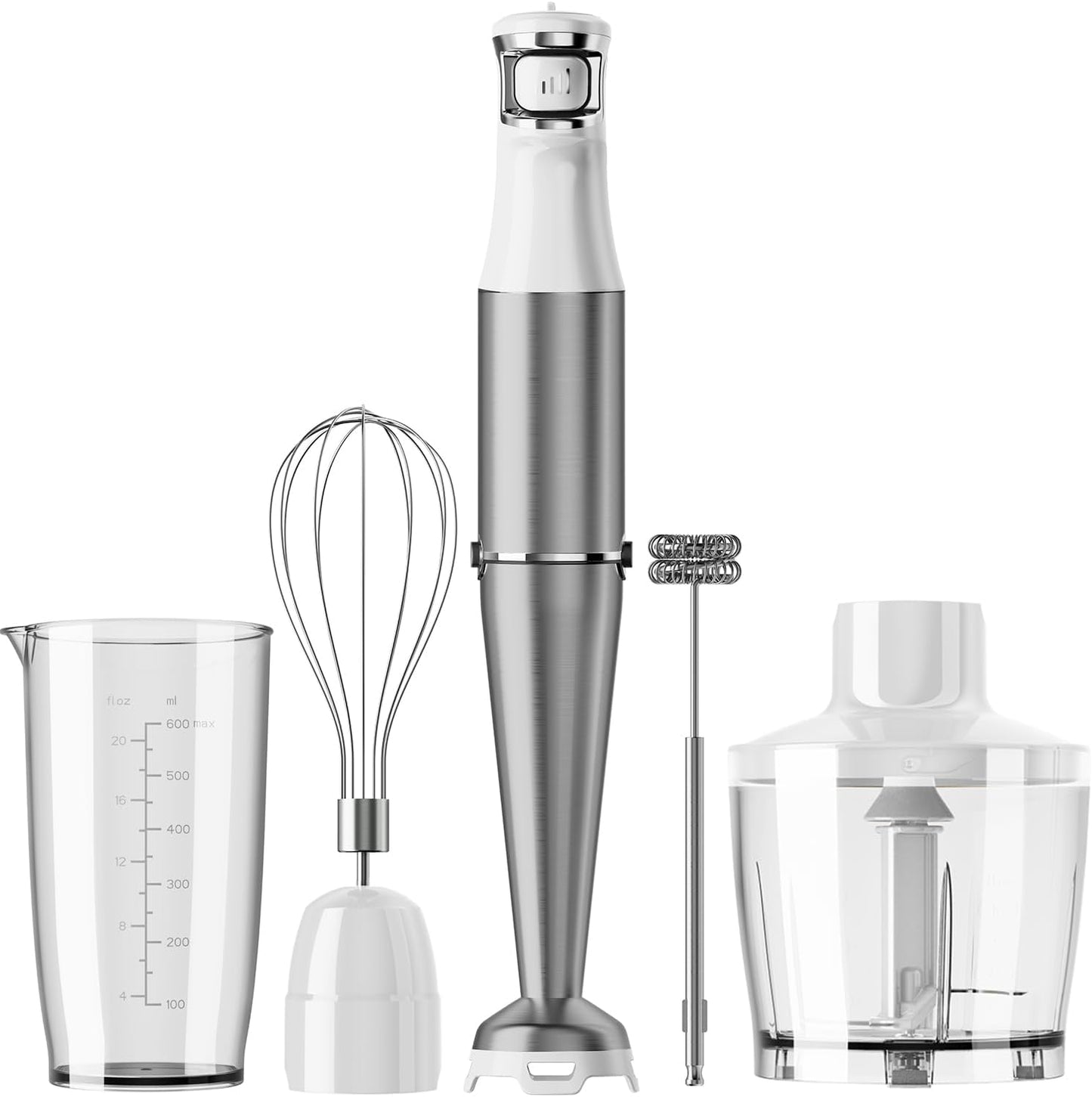 Turelar Immersion Blender Handheld Corded Hand Blenders Set 1100W, Trigger Variable Speed 5 in 1 Stick Emulsifier with Chopper, Whisk and Frother for Soup, Baby Food and Smoothies, Orange