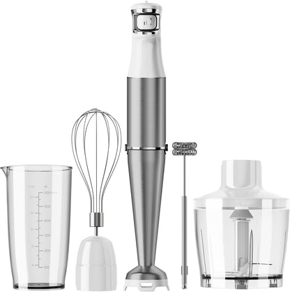 Turelar Immersion Blender Handheld Corded Hand Blenders Set 1100W, Trigger Variable Speed 5 in 1 Stick Emulsifier with Chopper, Whisk and Frother for Soup, Baby Food and Smoothies, Orange