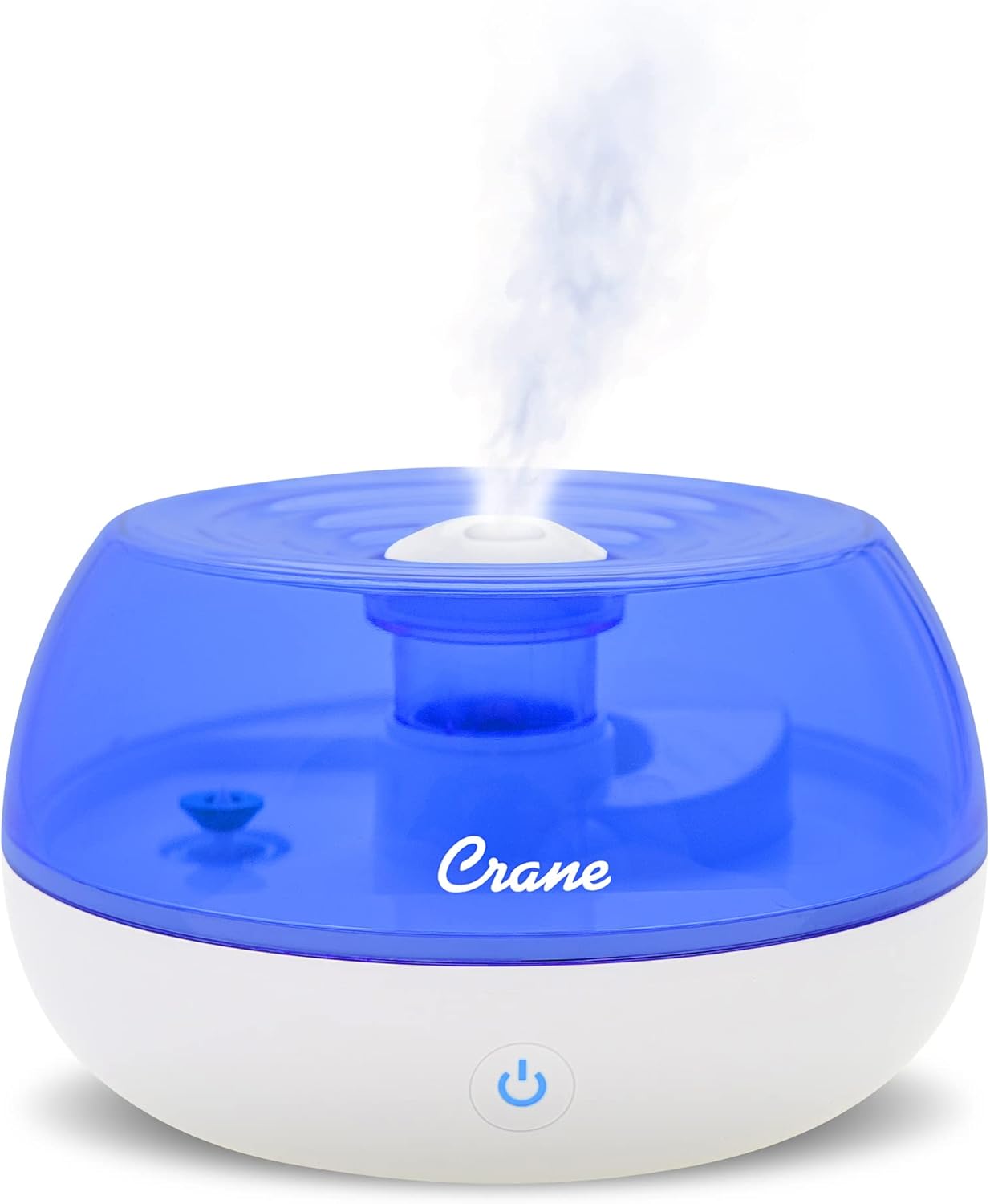 Crane Personal Ultrasonic Cool Mist Humidifier – 1.5 Liter, 8-Hour Run Time, Whisper Quiet, Auto Shut-Off, Filter-Free for Small Rooms, Offices, Nursery, Travel
