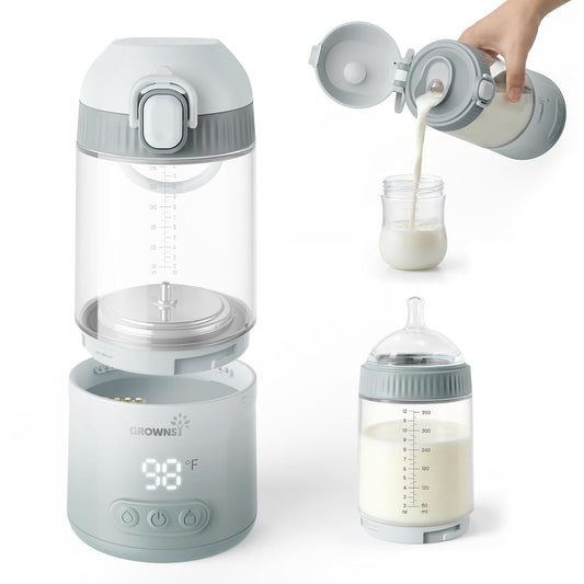 Grownsy Detachable Portable Bottle Warmer for Travel On the Go, All-in-One Milk Warmer with Nipple, Dual Heating Modes for Breastmilk & Formula, 2 Min Fast Heating, Long Battery Life (Green)