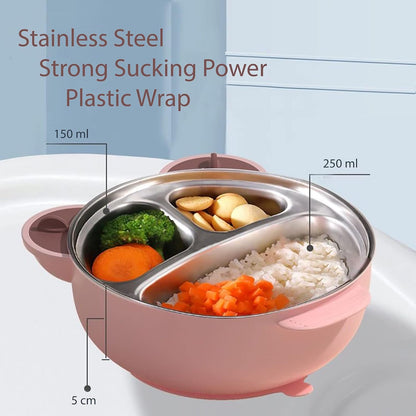 I love D&M Baby Toddler Food-Grade 316 Stainless Steel Bowl with Insulated Lid Strong Suction Leak-Resistant BPA Free Easy to clean (no utensil, Placid Blue)
