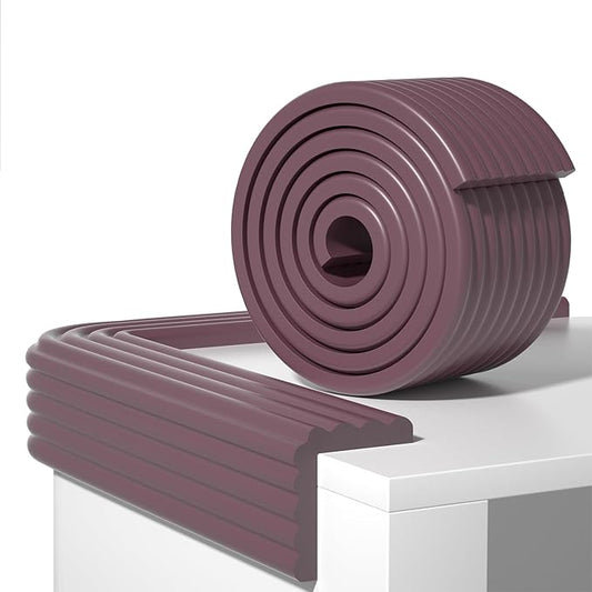 Edge Protector,Baby Proofing Baby Edge Protector Strip Safety,Soft Rubber Foam Padding,Edge Corner Guards Protector Corner Edge Bumpers for Furniture (Brown Purple, 6.56Ft x 3.93" W x 0.4" Th)