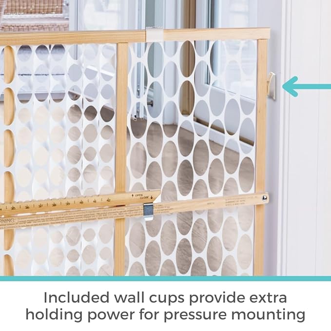 Toddleroo by North States - Quick-Fit Oval Mesh Wooden Baby Gate: Pressure Mounted Baby Gate for Doorways - Adjustable 26.5 to 42 Inches Wide - 23 Inches Tall