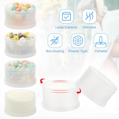 Accmor 2 Pcs Protein Powder Container to Go with Funnels Stand, 4 Compartments Stackable Protein Powder Dispenser for Workout, Fitness, Travel