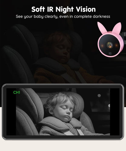 Babyvue BV3PRO Dual Baby Car Camera for 2 Boys, 7.2" 1080P HD Split Screen, Crystal Clear IR Night Vision, No Distortion Display Baby Car Monitor, Safe Driving for Back Seat & Pets